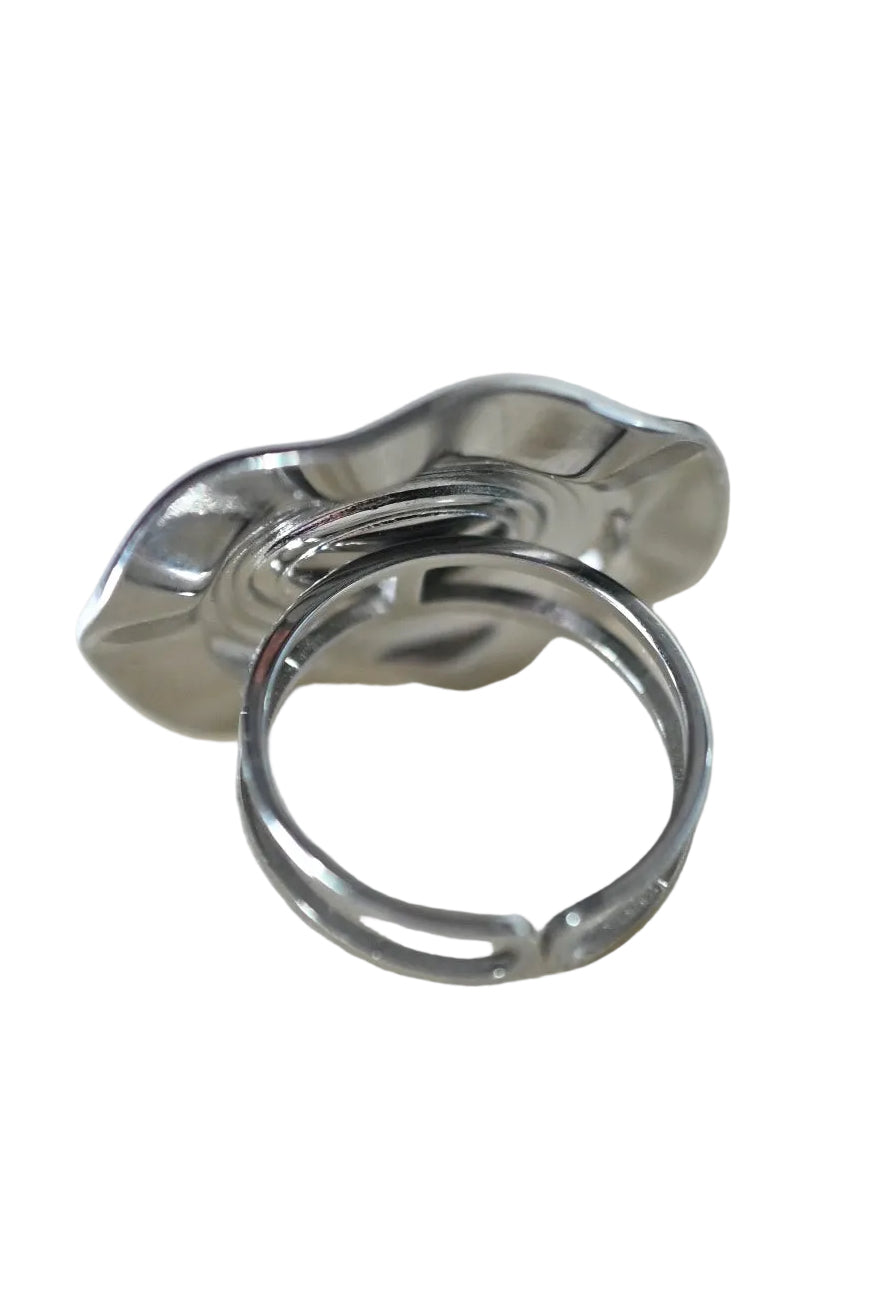 Silver Flower+Fern Ring