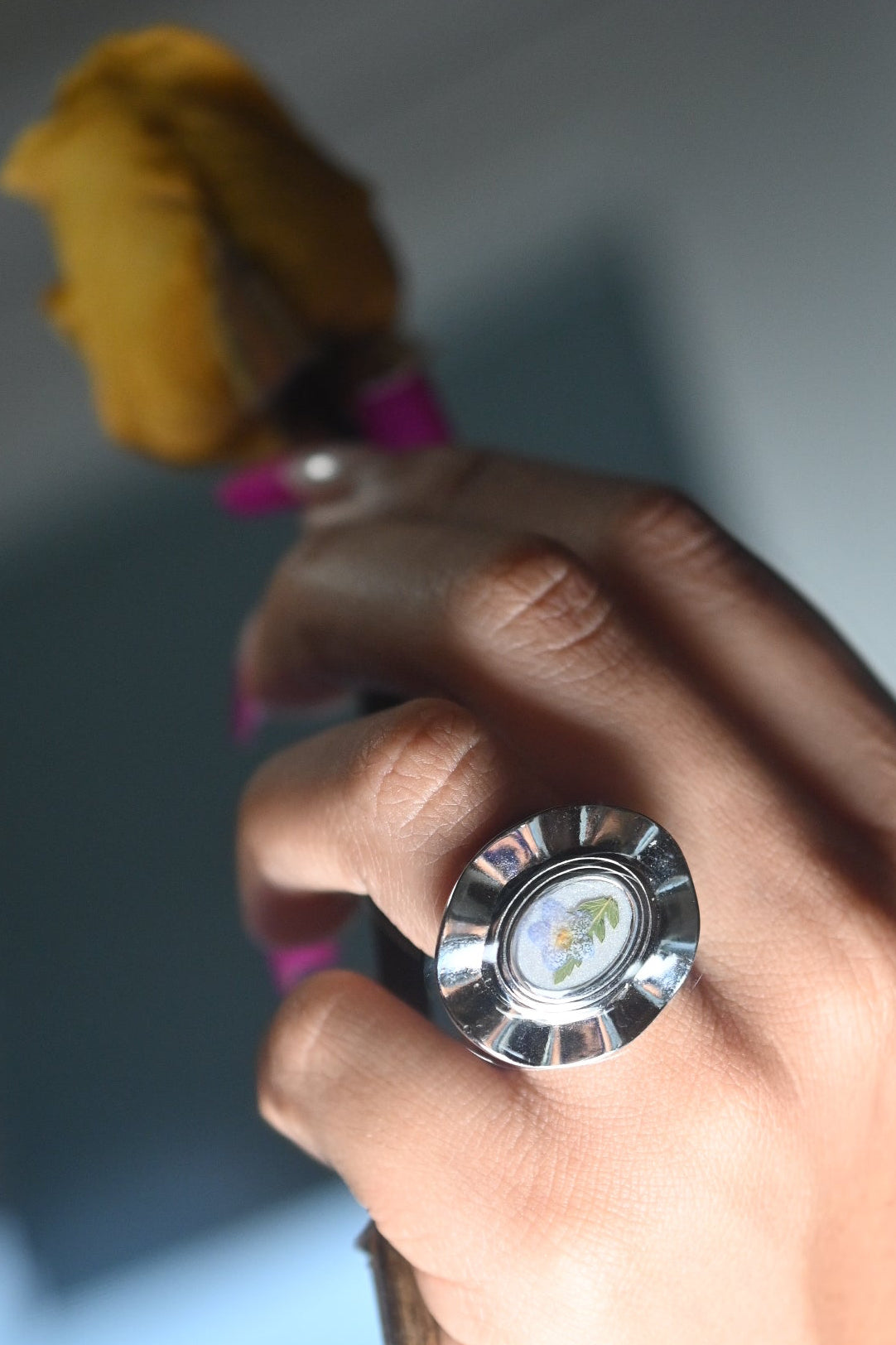 Silver Flower+Fern Ring