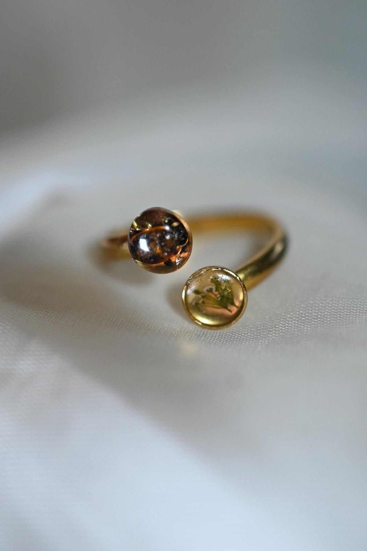 Gold Ladybug + Wildflower Ring