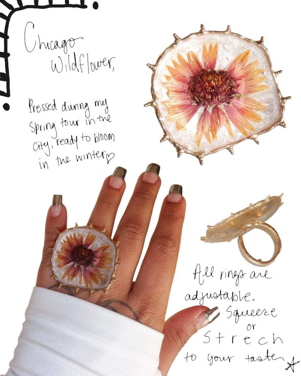 001 Flower Shield Ring