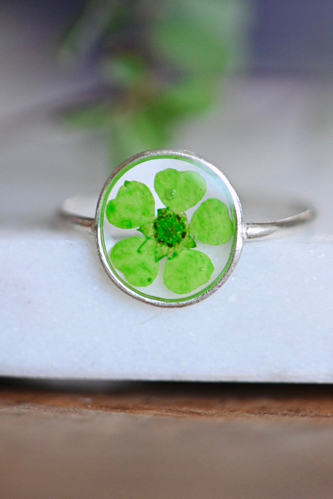Lime Green Blossom Ring